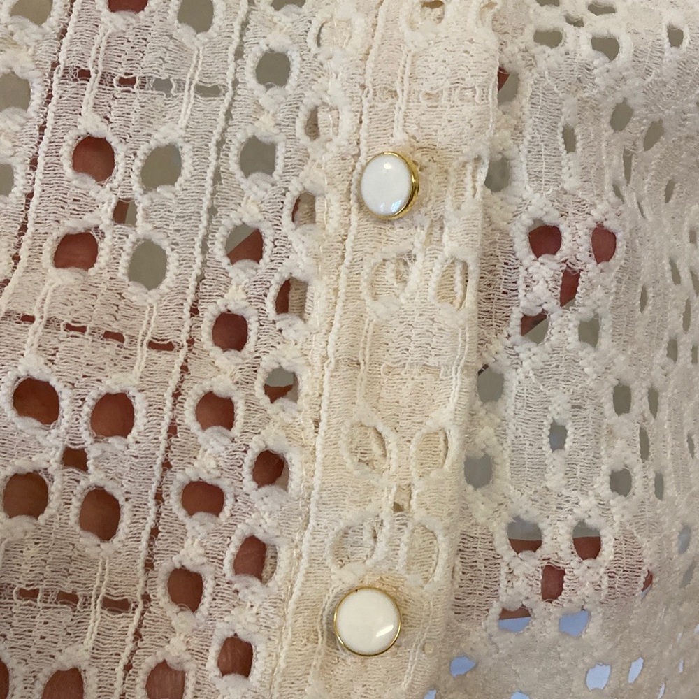 Artelier Nicole Miller Cream Lace Button Down Shirt - Picture 5 of 10